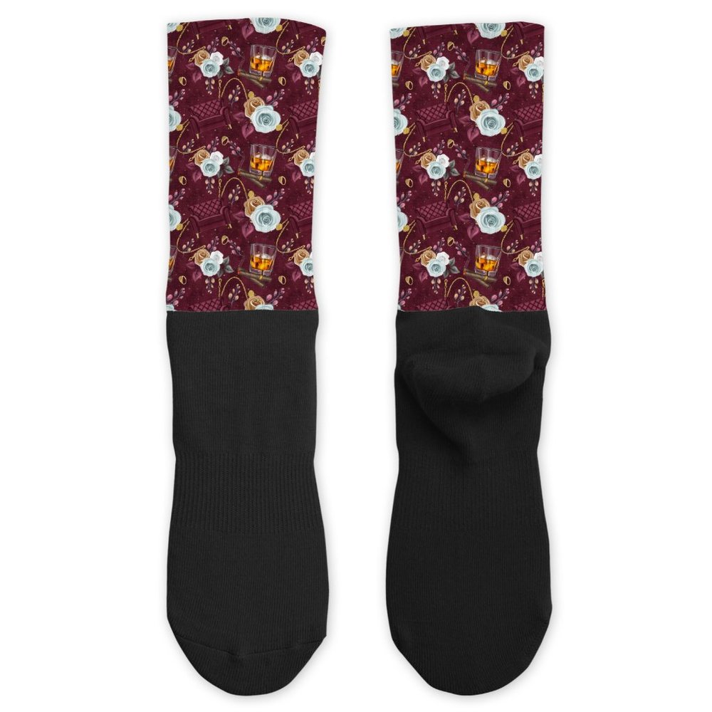 Gentlemen's Fashion Cigar Dapper Fedora Design Custom Cotton Athletic Socks